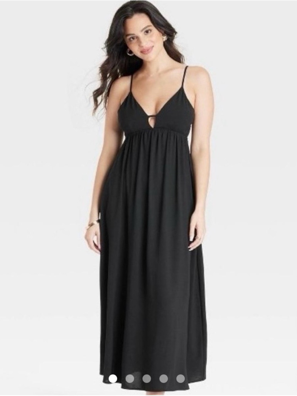 a new day Black Spaghetti-Strap Maxi Dress with Keyhole